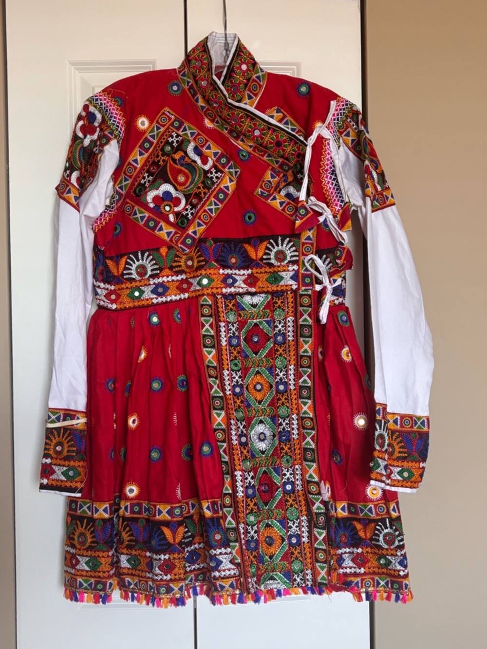 Kediyu Dress: Hand-Embroidered Red Jacket Dress
